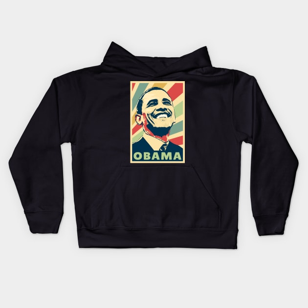 Barack Obama Vintage Colors Kids Hoodie by Nerd_art